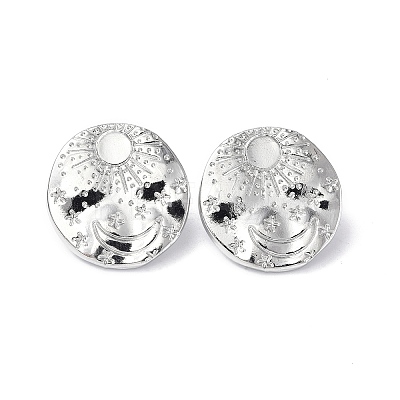 Tarnish Resistant 304 Stainless Steel Sun with Moon Stud Earrings for Women LS-EJEW-F300-06P-1