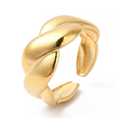 Ion Plating(IP) 304 Stainless Steel Twist Rope Shape Open Cuff Ring for Women X-RJEW-E063-06G-1