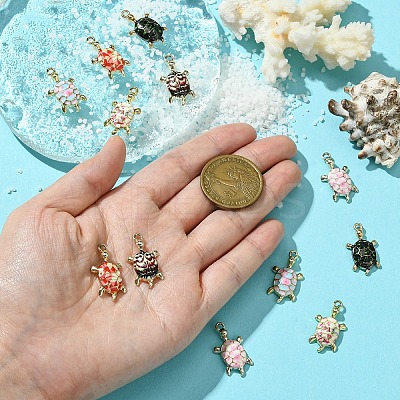 12Pcs 6 Colors Alloy Enamel Pendants FIND-YW0004-60-1