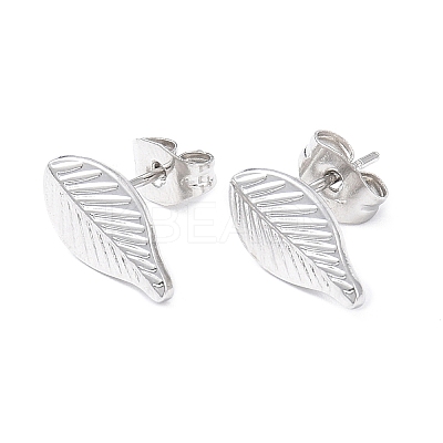 Non-Tarnish 304 Stainless Steel Leaf Stud Earrings for Women EJEW-I285-10P-1