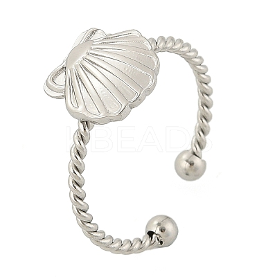 Shell 304 Stainless Steel Open Cuff Rings for Women RJEW-G338-09P-1