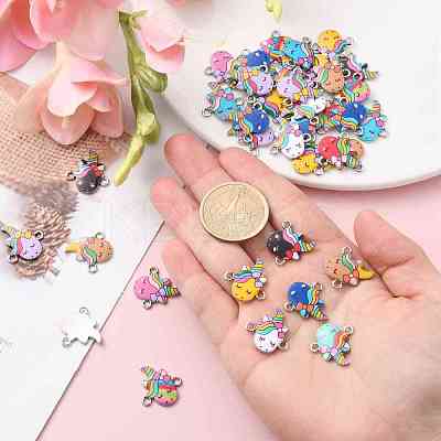 60Pcs 12 Styles Alloy Enamel Connector Charms ENAM-CJ0004-32-1