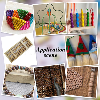 140pcs 7 colors Dyed Natural Beech Wood Beads WOOD-PH0003-11-1