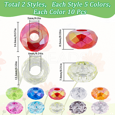 Transparent Acrylic Large Hole Beads MACR-SC0001-33-1