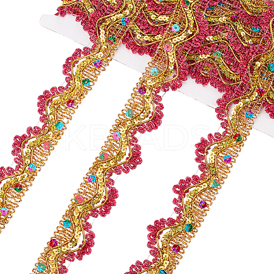 Metallic Polyester Lace Ribbon OCOR-WH0077-66A-1