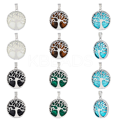10Pcs 5 Styles Natural & Synthetic Mixed Gemstone Pendants G-HY0001-20-1