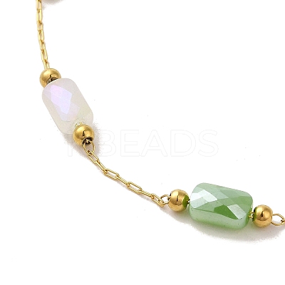 304 Stainless Steel with Glass Necklaces LS-NJEW-B077-09G-1