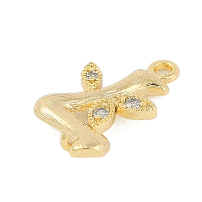 Brass Crystal Rhinestone Letter Links Connector Charms KK-S395-06G-L-1