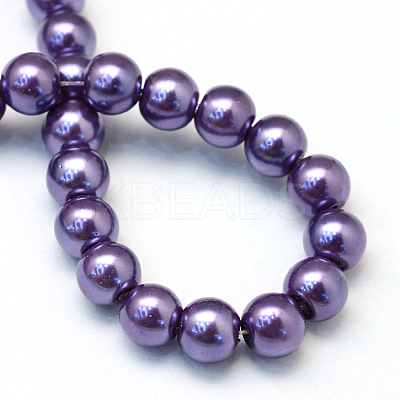Baking Paint Pearlized Glass Pearl Round Bead Strands X-HY-Q003-4mm-59-1