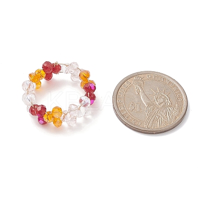 Glass Braided Bead Finger Ring RJEW-JR00569-1