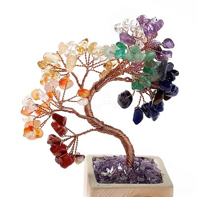 7 Chakra Natural Gemstone Chips and Ceram Pedestal Display Decorations DJEW-G027-16RG-1