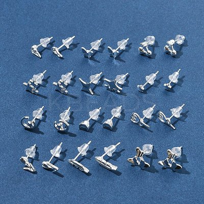 2 Pairs Alloy Stud Earrings for Women EJEW-FS0001-27F-1