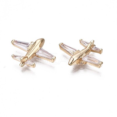 Brass Micro Pave Clear Cubic Zirconia Pendants KK-Q764-015-1