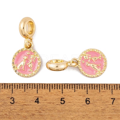 Rack Plating Alloy Pink Enamel European Dangle Charms FIND-C055-15G-1