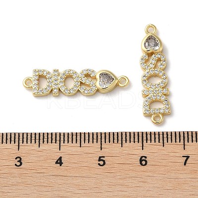 Rack Plating Brass Pave Clear Cubic Zirconia Connector Charms KK-K332-39G-1