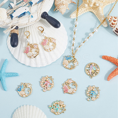 24Pcs 6 Styles Rack Plating Alloy Enamel Pendants FIND-SC0012-32-1