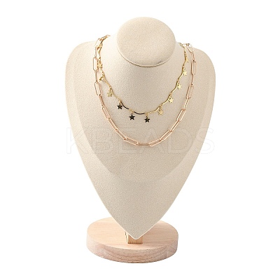 Microfiber Wooden Necklace Displays NDIS-O008-03A-L-1