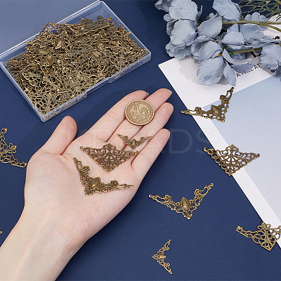 100Pcs 4 Styles Iron Filigree Joiners Sets IFIN-PH0002-18AB-1
