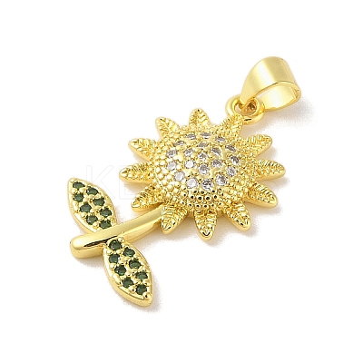 Rack Plating Brass Micro Pave Cubic Zirconia Pendants KK-S380-29G-02-1