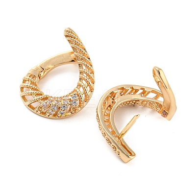 Rack Plating Brass with Cubic Zirconia Hoop Earrings for Women EJEW-G363-03KCG-1