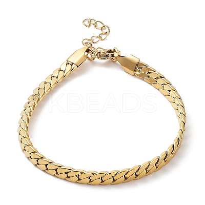 Ion Plating(IP) 304 Stainless Steel Curb Chain Bracelet BJEW-K226-01B-G-1