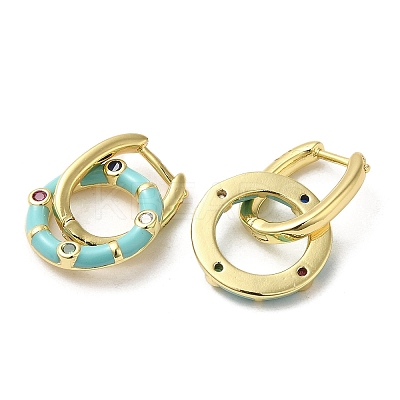 Real 18K Gold Plated Brass Ring Dangle Hoop Earrings EJEW-L268-019G-04-1