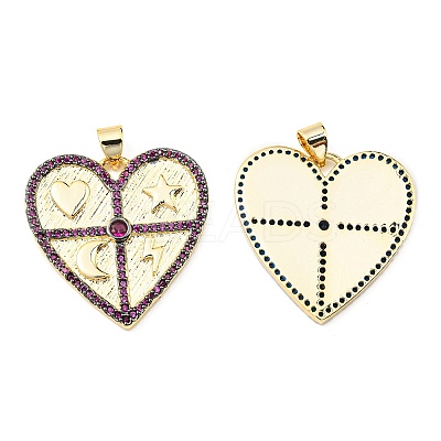 Brass with Cubic Zirconia Pendants KK-K341-01G-1