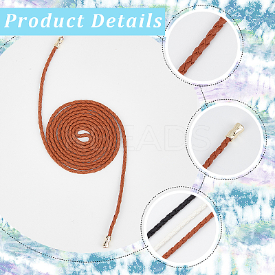 6Pcs 3 Colors Imitation Leather Braided Chain Belt AJEW-CP0008-16-1