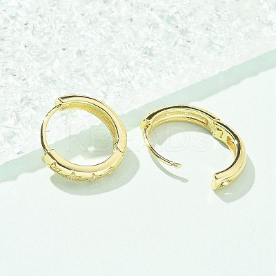Brass Micro Pave Clear Cubic Zirconia Hoop Earrings EJEW-C122-05G-1