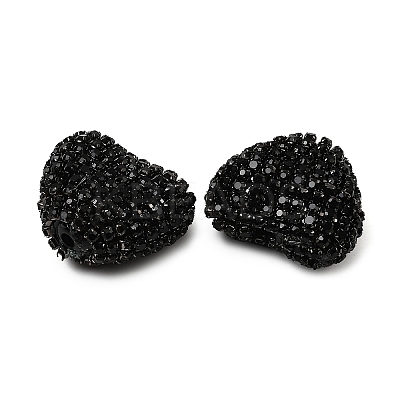 Sparkling Acrylic Heart Beads with Rhinestone Embellishment OACR-NH0001-02B-08-1
