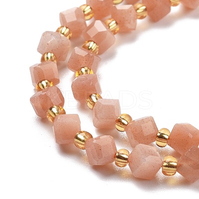 Natural Peach Moonstone Beads Strands G-P463-22-1