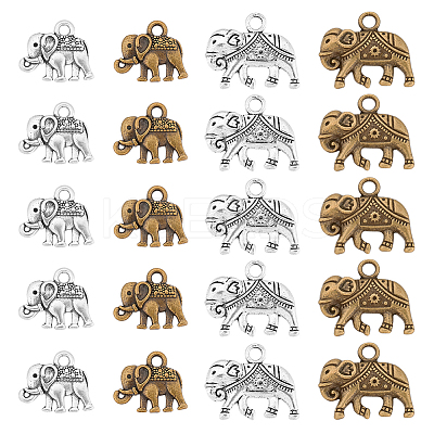 80Pcs 4 Style Tibetan Style Alloy Pendants TIBEP-AR0001-08-1
