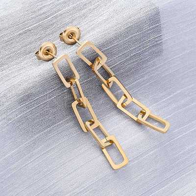 304 Stainless Steel Chain Dangle Stud Earrings for Women EJEW-Q781-30G-1