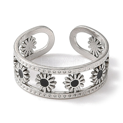 304 Stainless Steel Enamel Open Cuff Rings for Women RJEW-F166-17P-01-1