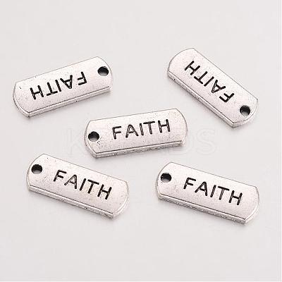 Tibetan Style Alloy Rectangle with Word Faith Pendants TIBEP-Q043-058-RS-1