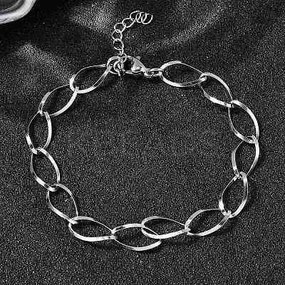 304 Stainless Steel Link Chain Bracelets for Women BJEW-A051-02P-1