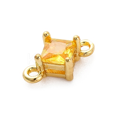 Brass Cubic Zirconia Rhombus Connector Charms KK-F894-12G-01-1