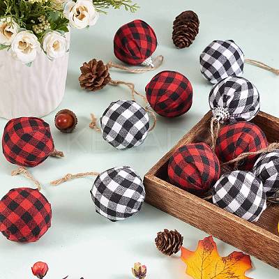 12Pcs 2 Colors Foam and Plastic with Cloth Ball Christmas Tree Decorations DIY-SZ0003-81-1