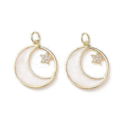 Rack Plating Brass Micro Pave Clear Cubic Zirconia Pendants ZIRC-CJC0001-01G-1