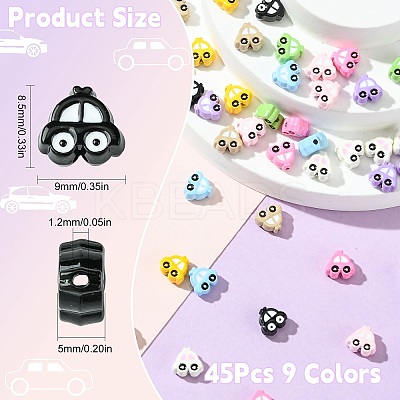 45Pcs 9 Colors Baking Paint Zinc Alloy Beads FIND-CJ0003-85-1