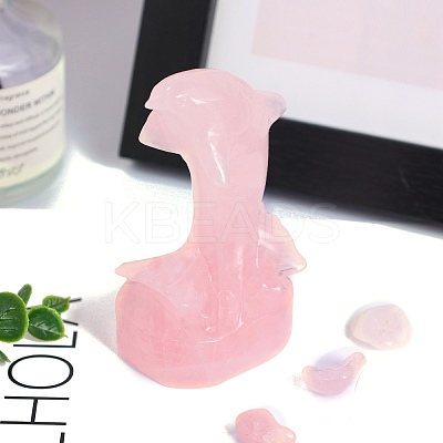 Natural Rose Quartz Carved Dolphin Figurines Statues for Home Office Desktop Decoration PW-WG69757-03-1