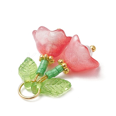 6Pcs 6 Colors Transparent Glass Pendants PALLOY-MZ00740-1