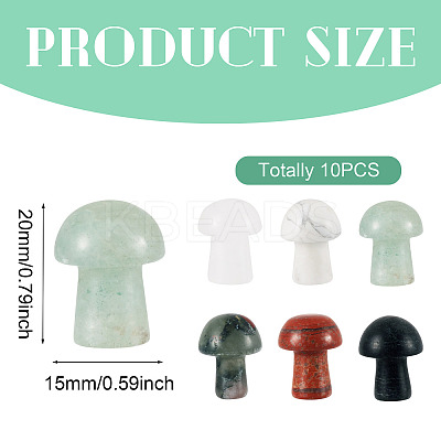 10Pcs Natural & Synthetic Gemstone Mushroom Figurines G-TA0002-08-1