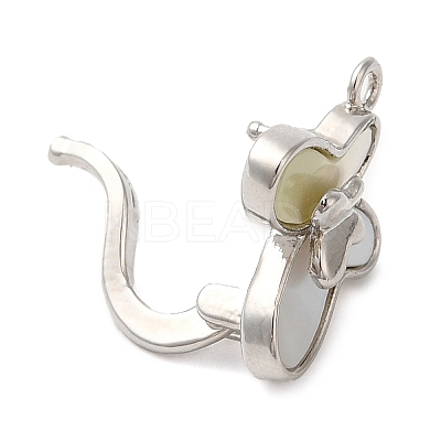 Brass with Natural Shell Fold Over Clasps KK-G505-27P-1