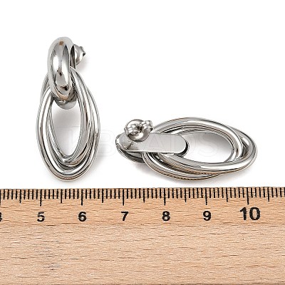 304 Stainless Steel Oval Dangle Stud Earrings EJEW-I319-01P-1