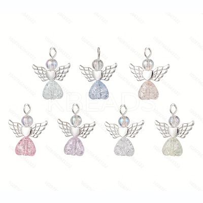 60Pcs Heart Angel Acrylic Pendant Decorations HJEW-JM02538-01-S-1