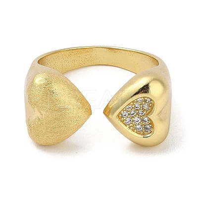 Rack Plating Brass Micro Pave Cubic Zirconia Cuff Finger Rings for Women RJEW-C114-19E-G-1