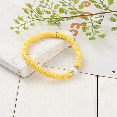 Handmade Polymer Clay Heishi Beads Stretch Bracelets BJEW-JB05759-02-1