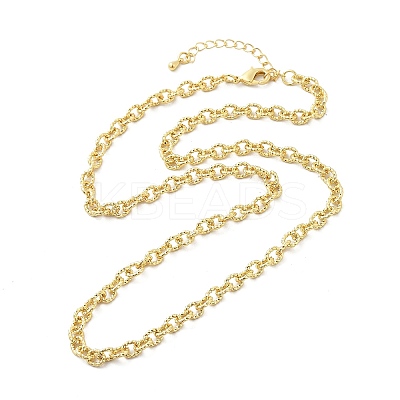 Brass Textured Cable Chain Necklaces NJEW-A042-12G-02-1
