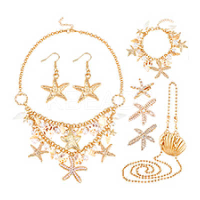 Alloy Dangle Earrings & Crossbody Bags & Bib Necklace & Chain Bracelets & Alligator Hair Clips Sets for Women SJEW-PH0001-22-1